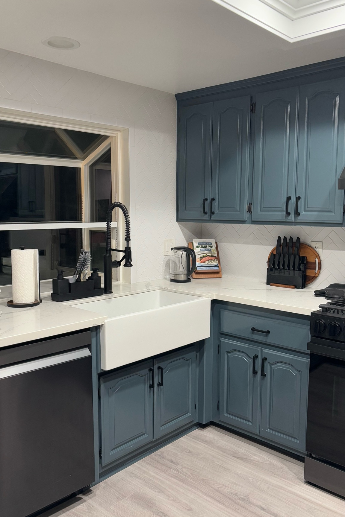 Modern kitchen accessories. Paper towel holder, black knife set, recipe book holder, kitchen caddy, electric kettle

#LTKHome