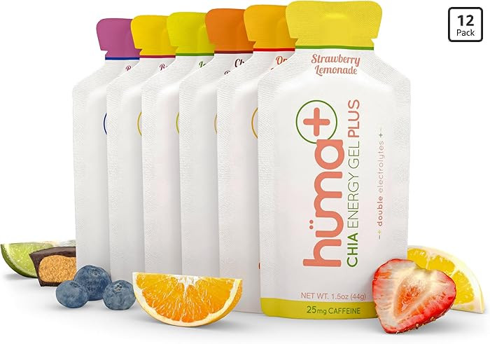 Huma Plus Energy Gel, Variety Pack, 12 Gels - Double Electrolyte, Real-Food Energy Gels | Amazon (US)