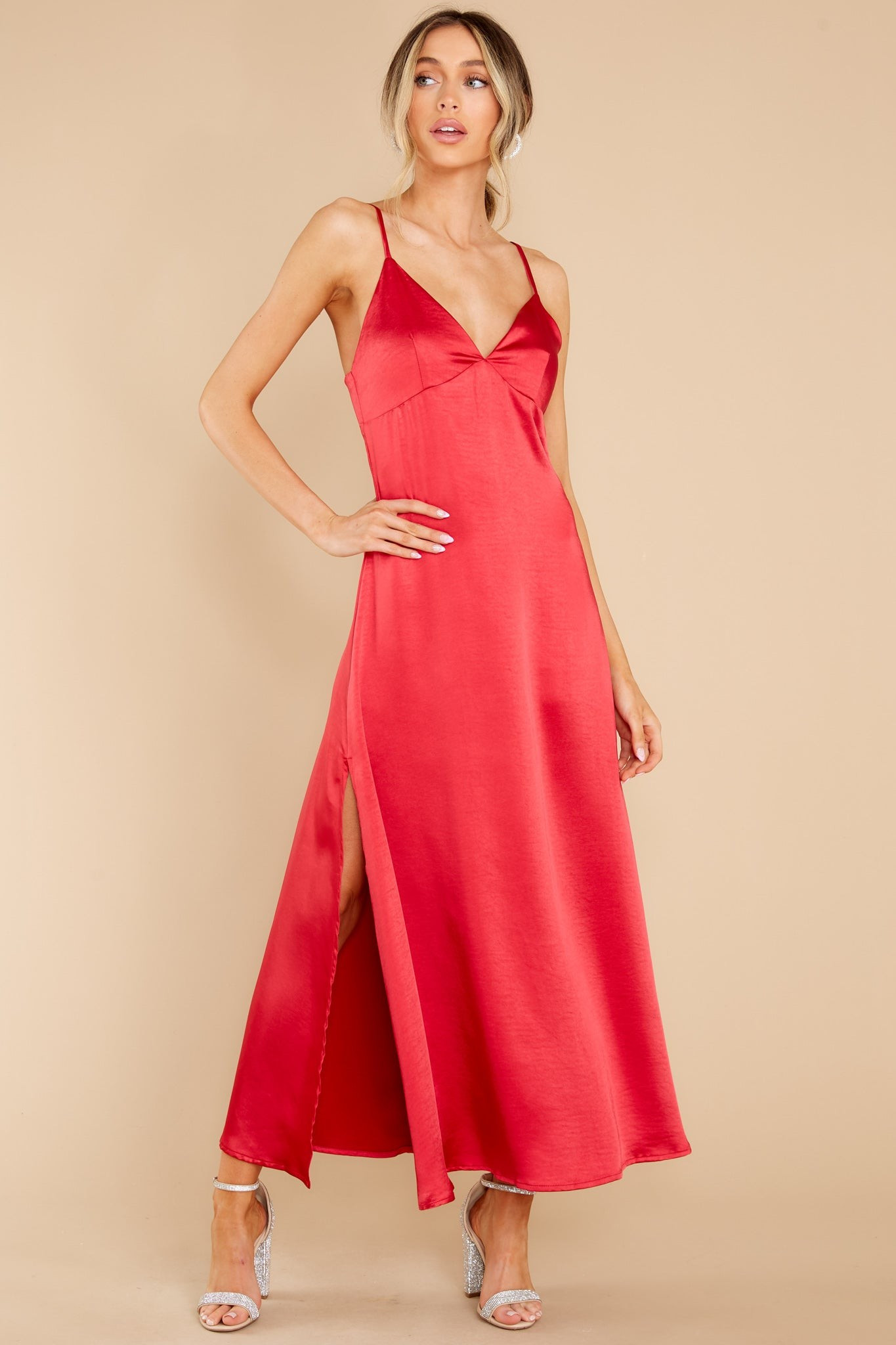 Flirty Gaze Red Midi Dress | Red Dress 