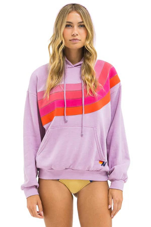 WAVE STRIPE 4 PULLOVER HOODIE RELAXED - MAUVE // MAGENTA ORANGE | Aviator Nation