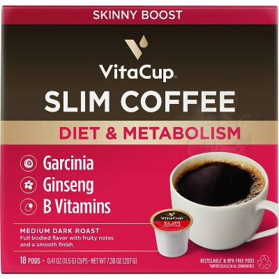 VitaCup Slim Diet & Metabolism Medium Roast Coffee - Single Serve Pods - 18ct | Target