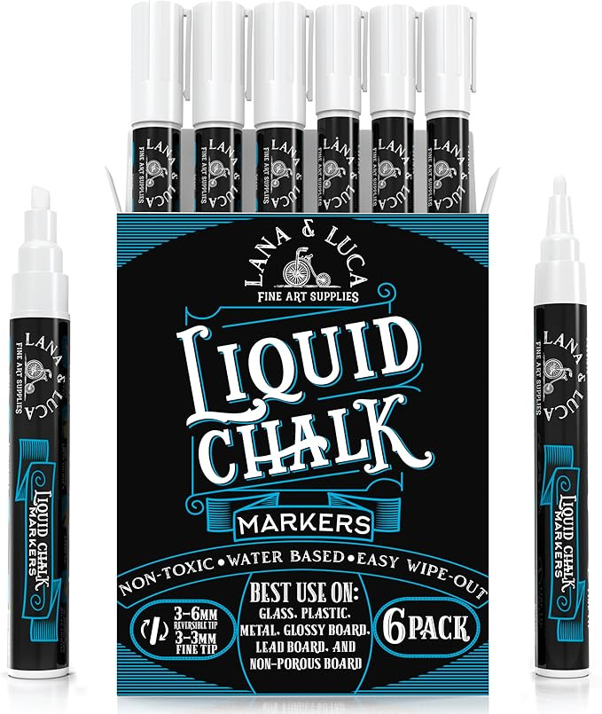 Liquid Chalk Marker Pen - White Dry Erase Marker - Chalkboard Signs, Windows, Blackboard, Glass (... | Amazon (US)
