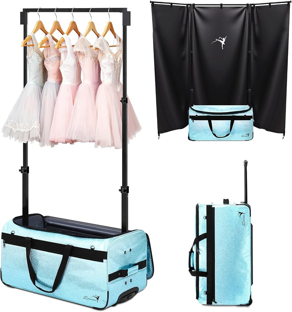 Dance Bag with Garment Rack and Curtain - 23" Glitter Dance Competition Travel Duffle Bag - Quick... | Amazon (US)