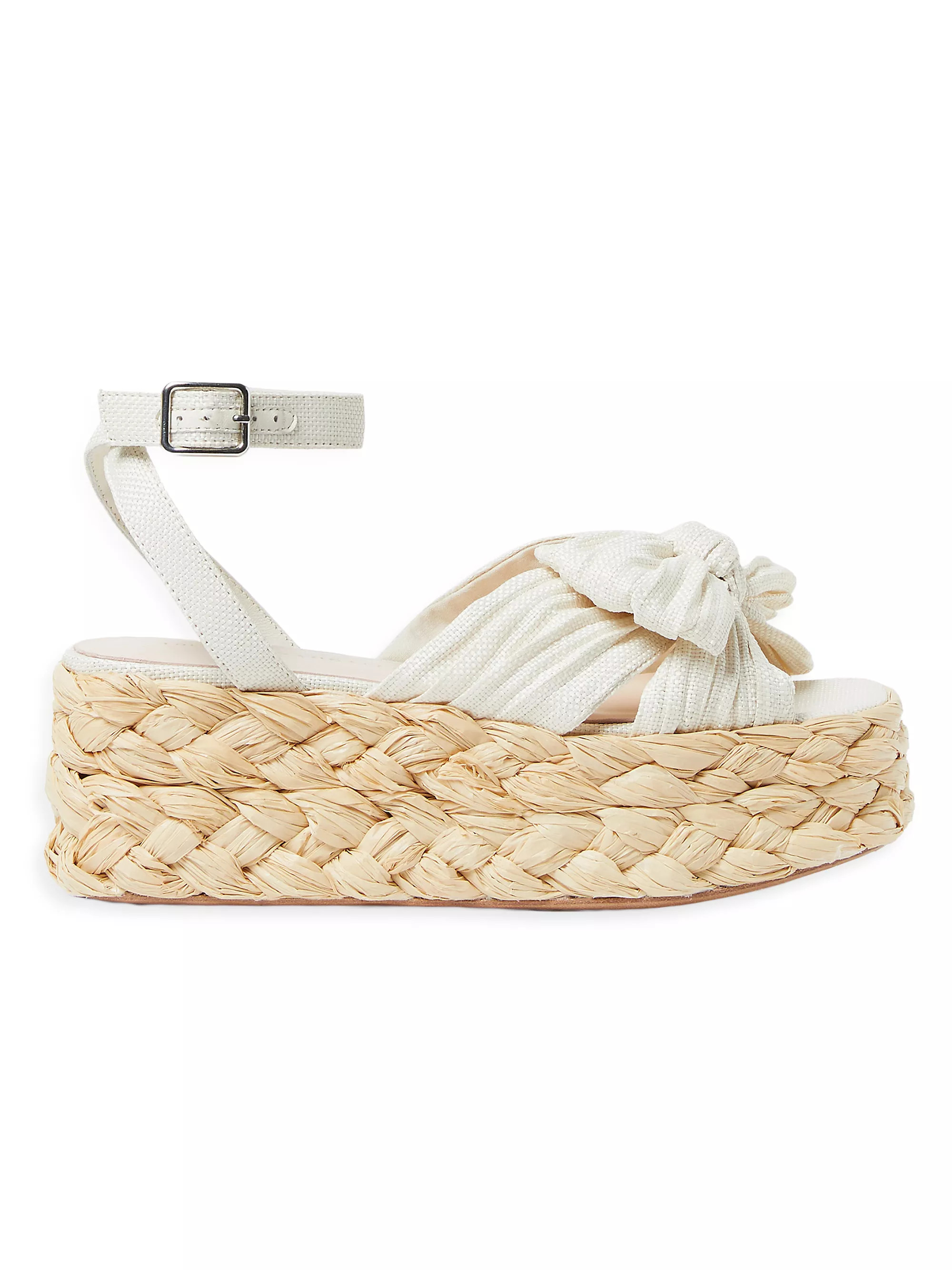 Gaby 70MM Bow-Detailed Raffia Flatform Espadrille Sandals | Saks Fifth Avenue