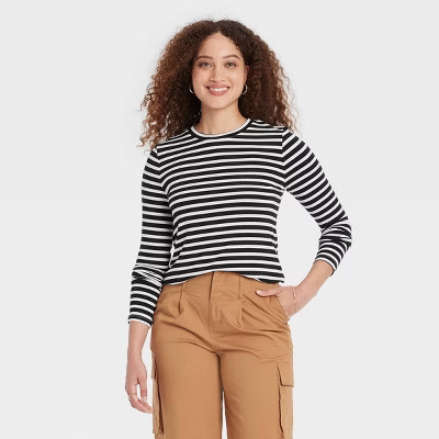 Women's Long Sleeve Brushed Knit T-Shirt - A New Day™ | Target