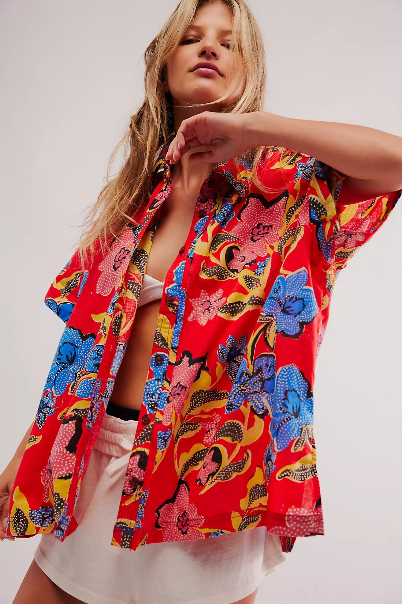 We The Free Retro Tropics Palm Linen Top | Free People (Global - UK&FR Excluded)