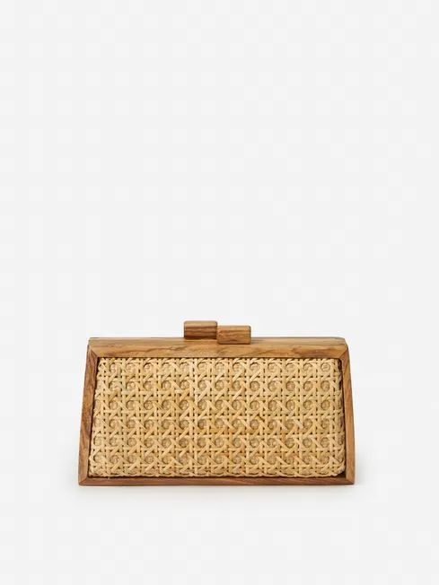 Genevieve Wood and Cane Clutch | J.McLaughlin
