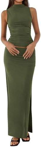 BTFBM Womens Two Piece Outfits Going Out Dress, Summer 2026 Trendy Lightweight Maxi Skirt Set, Mo... | Amazon (US)
