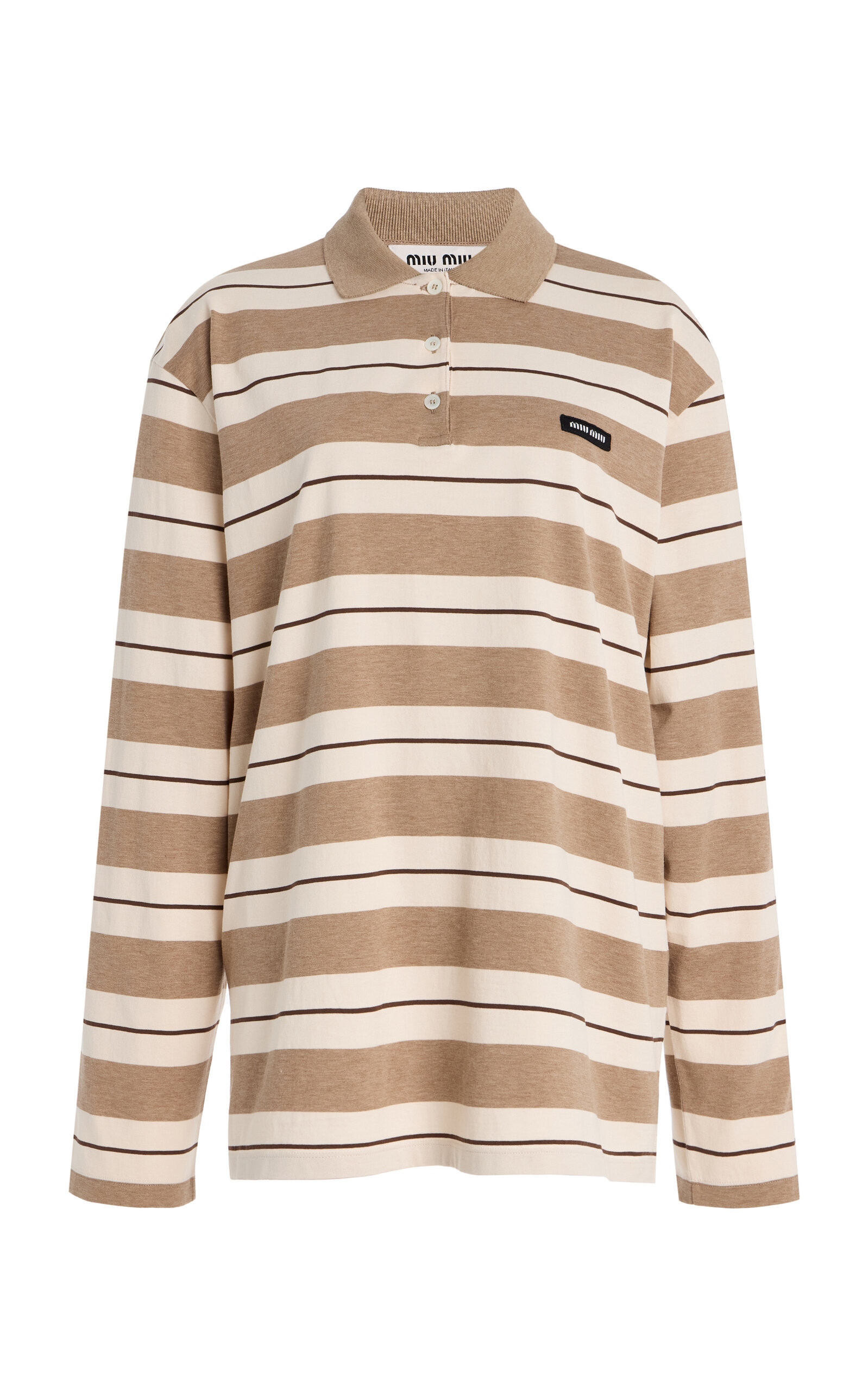 Miu Miu - Striped Cotton Polo Top - Multi - M - Moda Operandi | Moda Operandi (Global)