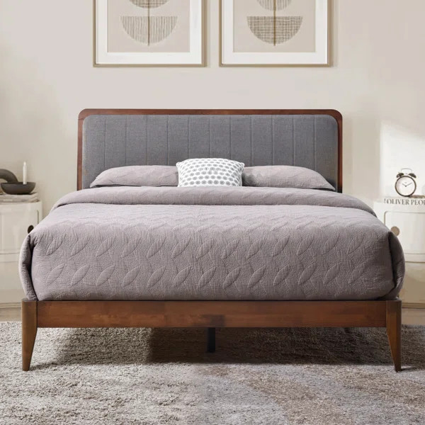 Bollen Solid Wood Upholstered Headboard Bed Frame | Wayfair North America