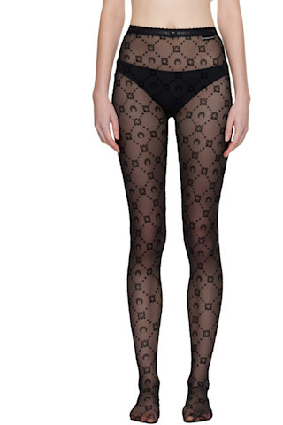 Black Recycled Mesh Flock Tights | SSENSE