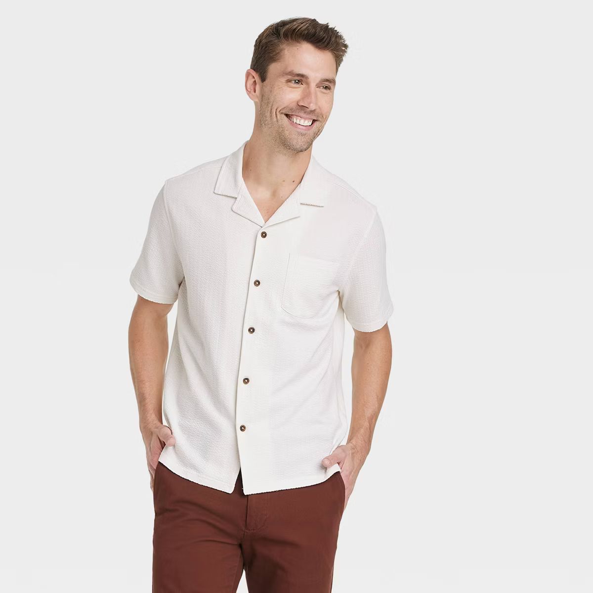 Men's Short Sleeve V-Neck Button-Down Shirt - Goodfellow & Co™ | Target