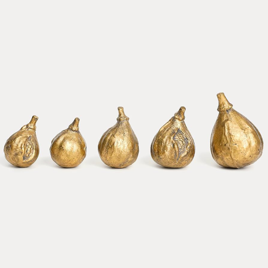 Handcrafted Cast Iron Fig Shaped Home D\u00e9cor Set of 5 - Vintage Gold-Finished Tabletop Sculpt... | Amazon (US)