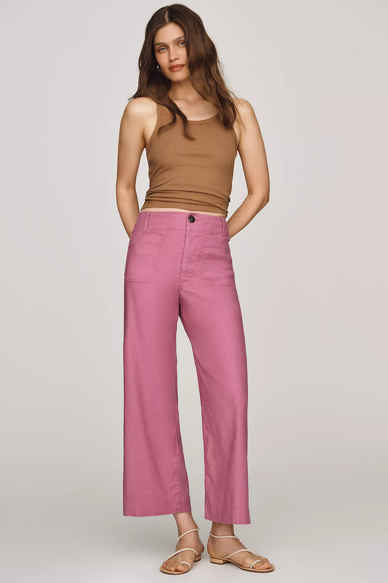 Maeve Colette Linen Stretch Wide Leg Pants | Anthropologie (US)