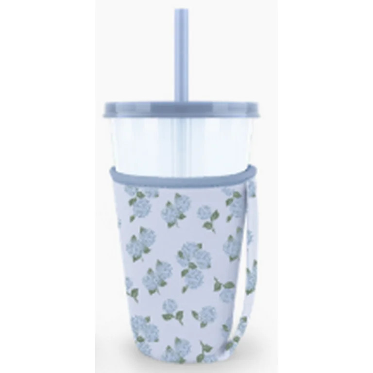 Ello Iced Coffee Cooler 24Oz Plastic Blue Hydrangea | Walmart (US)