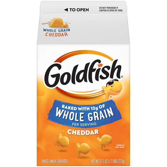 Goldfish Baked with Whole Grain Cheddar Baked Snack Crackers, 27.3 Oz Carton | Amazon (US)