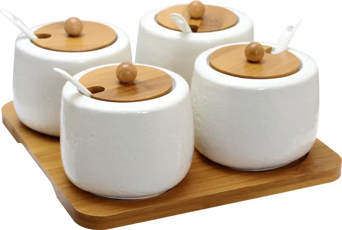 Ceramic Spice, Jam and Salsa Jars with Wood Lids & Serving Spoons | Nordstrom