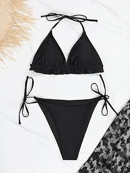 Blooming Jelly Womens 3 Piece Swimsuits Triangle Halter Thong Bikini Set Butterfly Bathing Suits ... | Amazon (US)