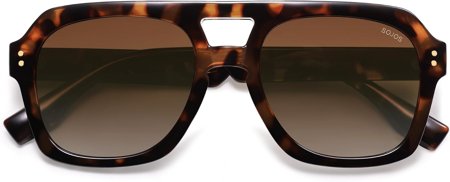 SOJOS Retro Thick Polarized Aviator Sunglasses for Women Men, Large Trendy Bold Square Pilot Shades SJ2385 | Amazon (CA)