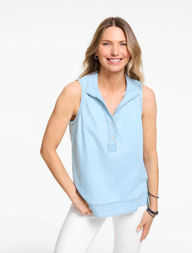 Sleeveless Denim Top - Surf Blue Wash | Talbots