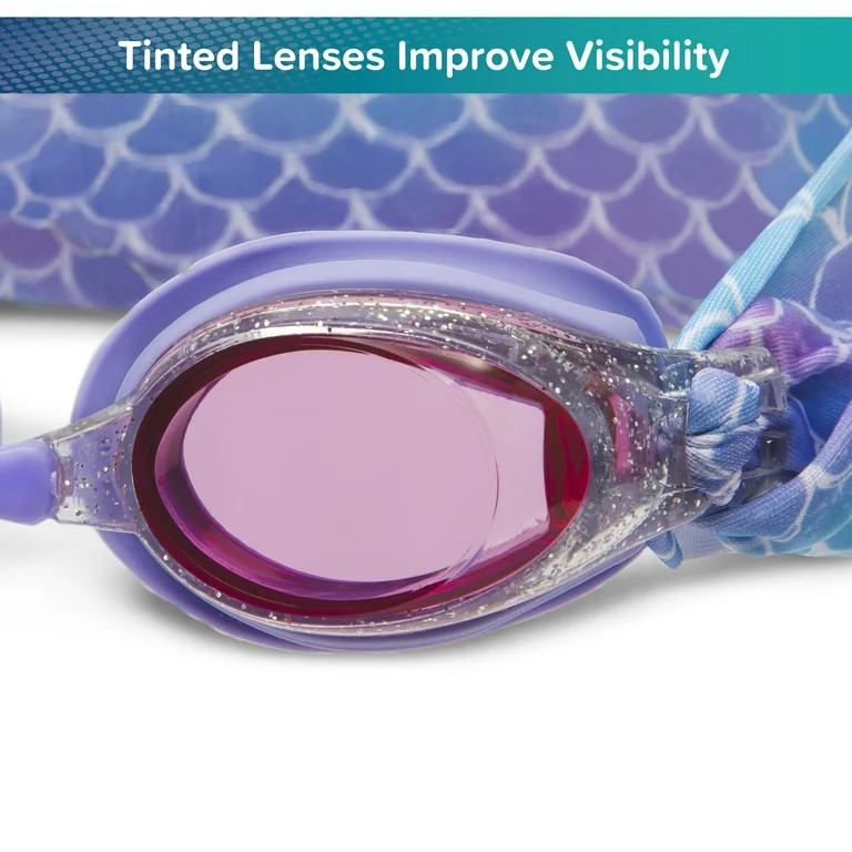 Aqua Dolfino Youth Freestyle Fabric Strap Swim Goggles for Children, Purple Mermaid | Walmart (US)