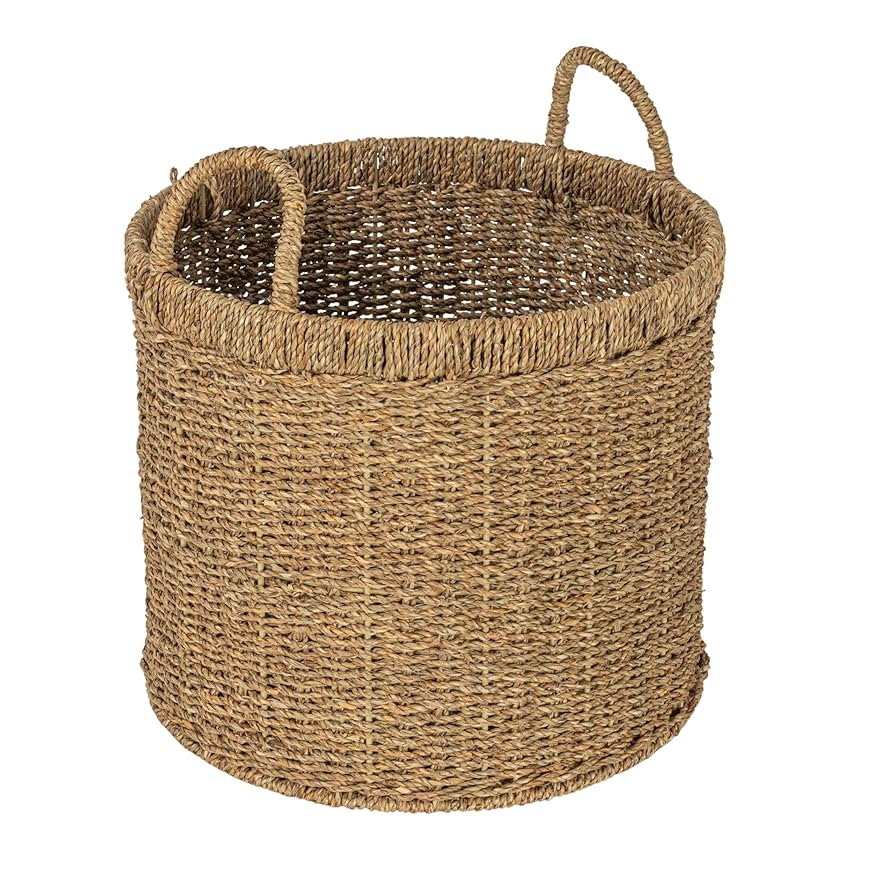 Household Essentials Round Seagrass Basket with Handles, Natural | Amazon (US)