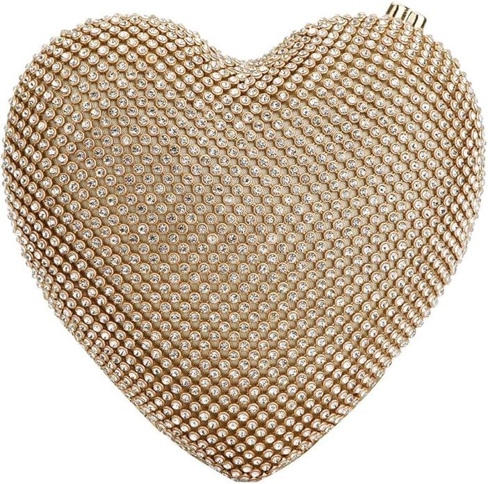 EROUGE Cute Heart Shape Clutch Purses Women Rhinestone Clutch Evening Bag | Amazon (US)
