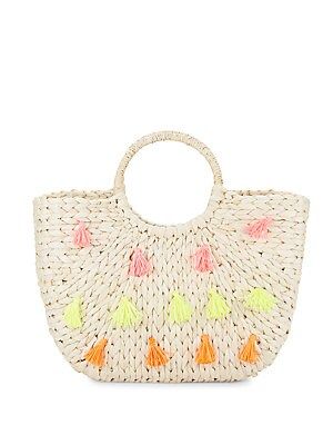 Round Handle Tassel Straw Tote | Saks Fifth Avenue OFF 5TH