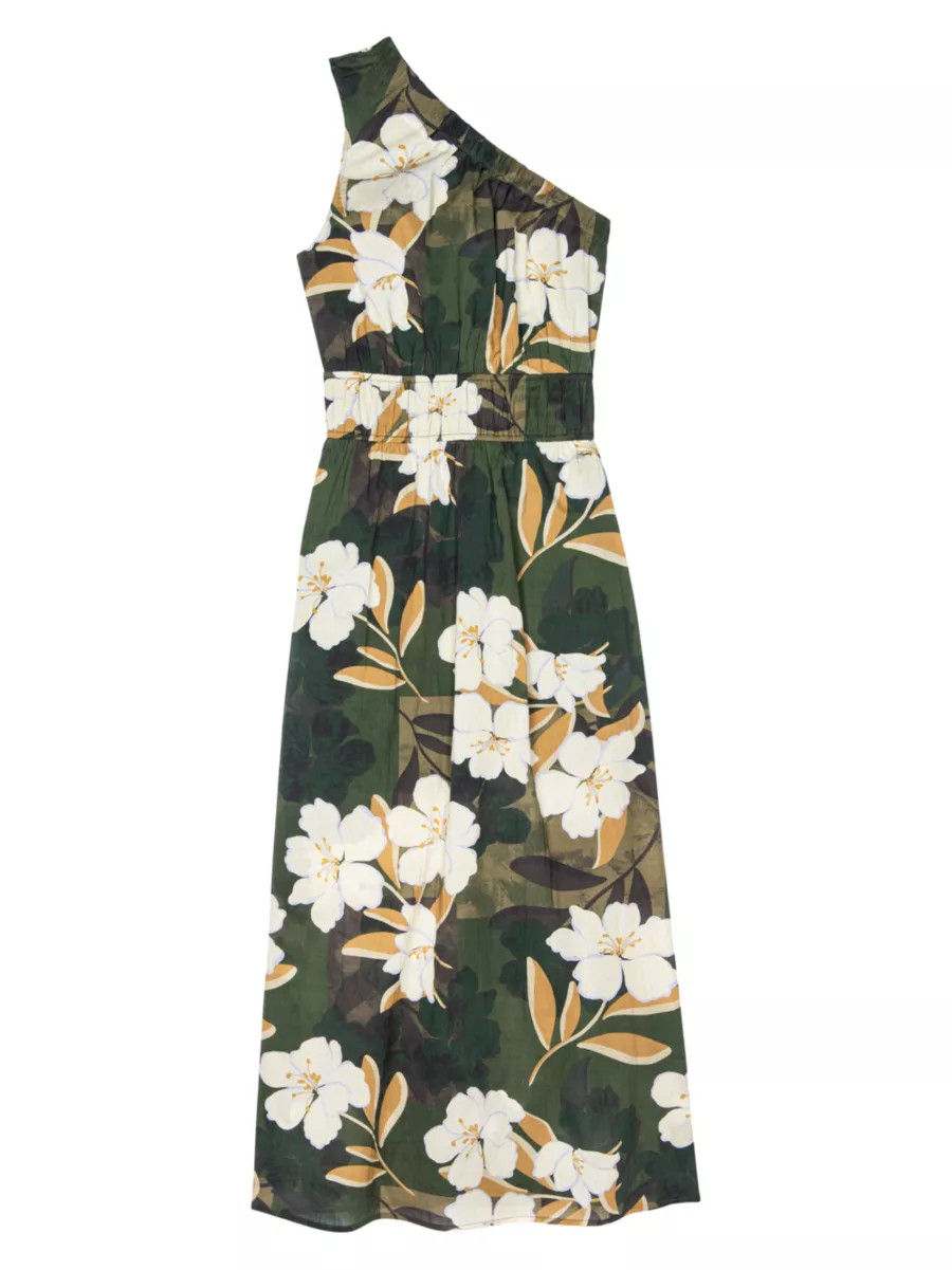 Selani Floral Sleeveless One-Shoulder Midi-Dress | Saks Fifth Avenue