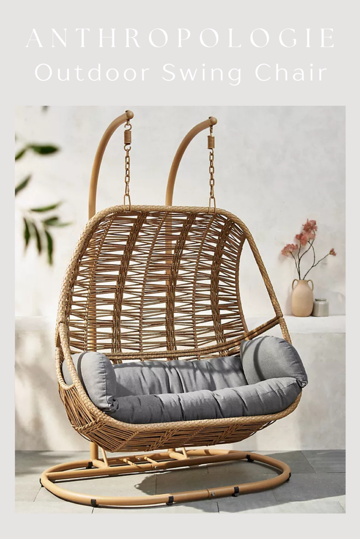 Anthropologie love-seat swing chair. 

Outdoor furniture 

#LTKhome #LTKSeasonal