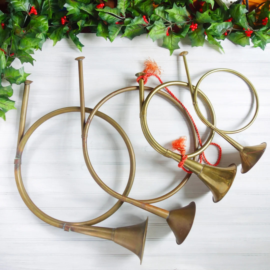 Mid Century Brass Horn Vintage Decorative French Horn - Etsy | Etsy (US)