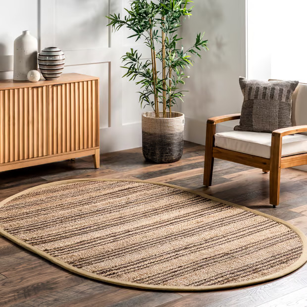 Natural Striped Jute Area Rug | Rugs USA
