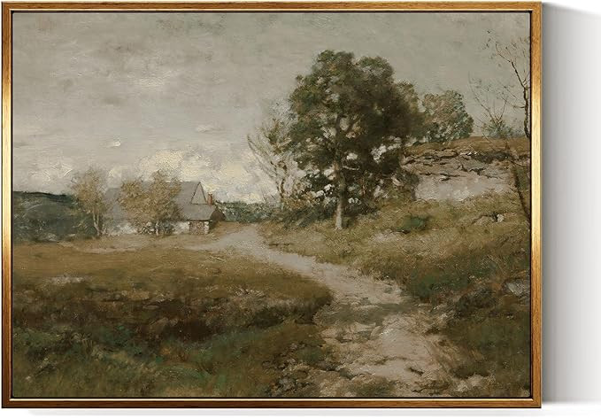 InSimSea Golden Framed Vintage Canvas Wall Art Arkville Landscape Rustic Country Road Home Decor ... | Amazon (US)