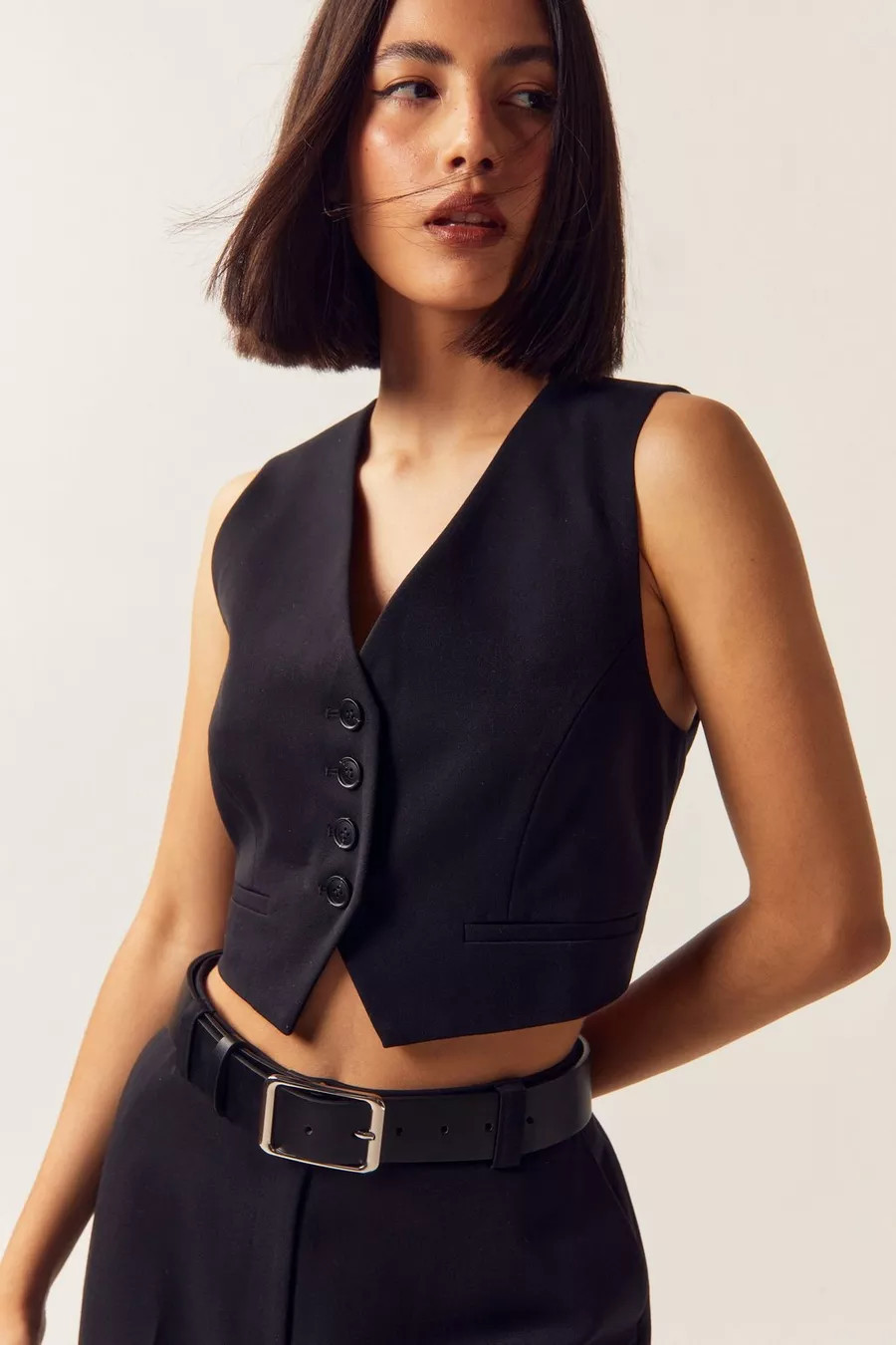Petite Tailored Button Front Suit Vest | Nasty Gal US