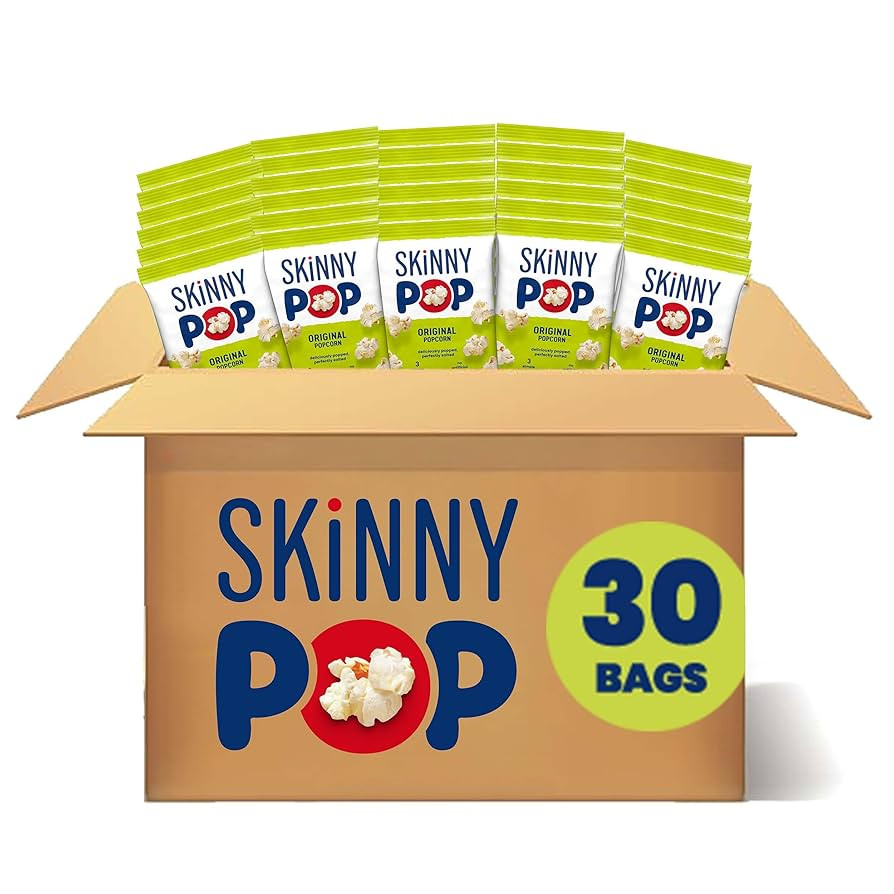 SkinnyPop Popcorn, Original, Whole Grain, Dairy-Free Snack, 0.65oz Bags (30ct) | Amazon (US)