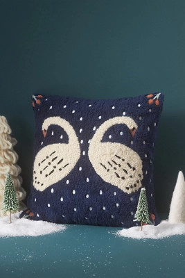 Mila Embroidered Faux-Shearling Pillow | Anthropologie (US)