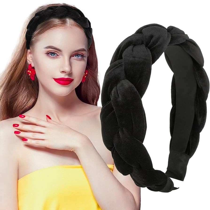 BETESSIN Samt Haarreif Geflochten Stirnband Breit Haarband Vintage Gepolsterte Haarreifen Rockabi... | Amazon (DE)