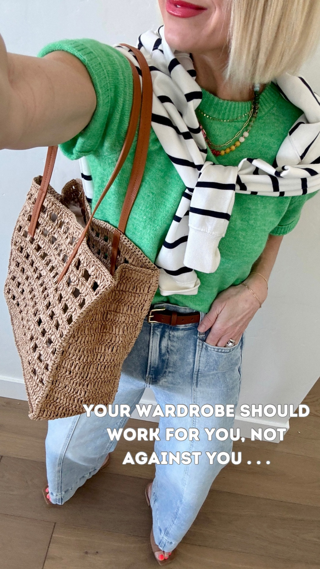 Styled this little green sweater two ways: 1) white pants, 2) denim.
I tucked/rolled/layered and then accessorized with: one of my new Target woven bags, Anthro lookalike beaded necklace from Amazon, & belt. 
Budget friendly pieces to mix n match!
Everything fits true to size. Wearing a 4 in white pants, 27 regular length in Jeans & size medium sweater.
Yellow loafers are old, but linked similar.
The beige pair is SO good. Just ordered!


#LTKOver40 #LTKWatchNow #LTKSeasonal