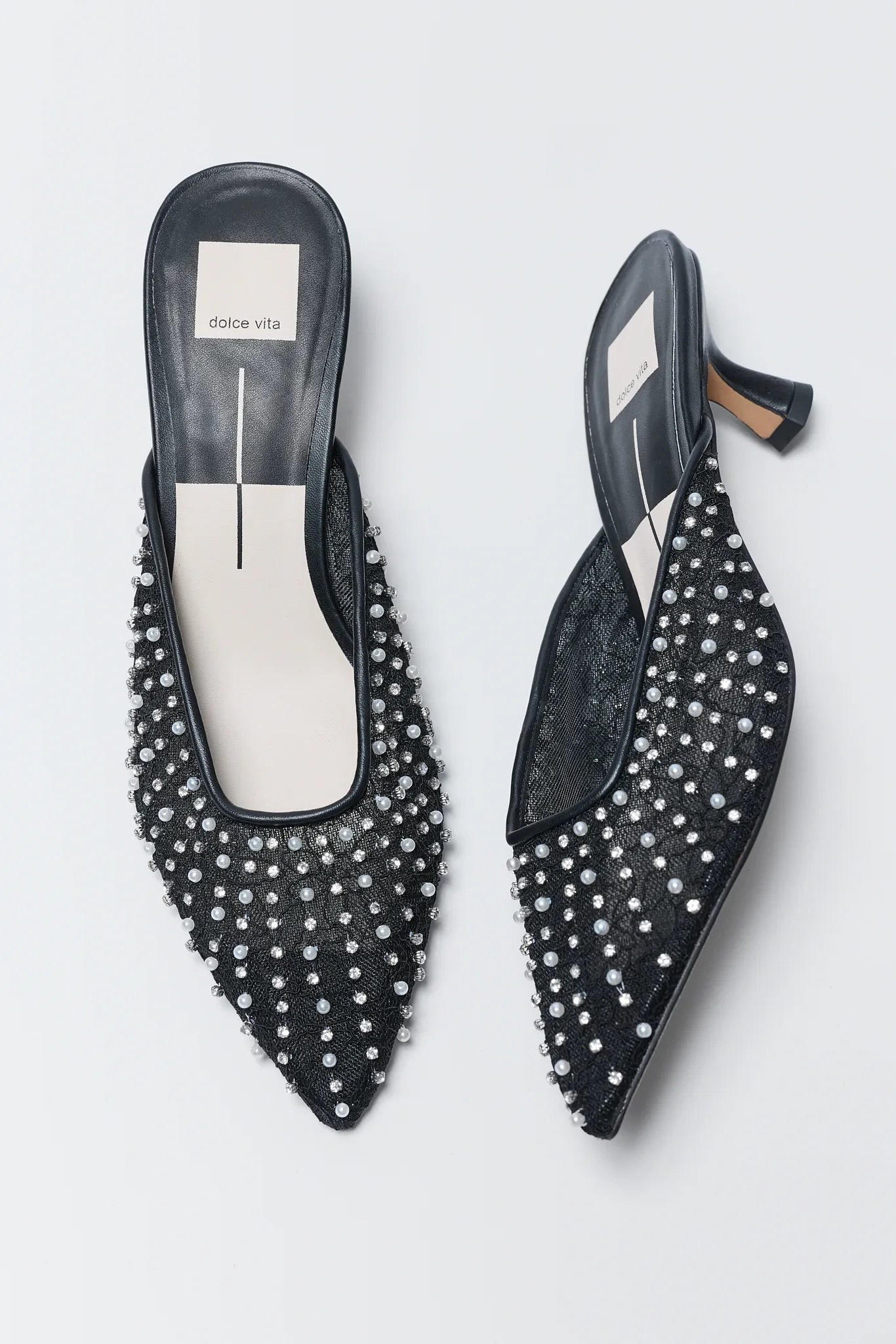 Cleo Black Embellished Kitten Heels | Avara