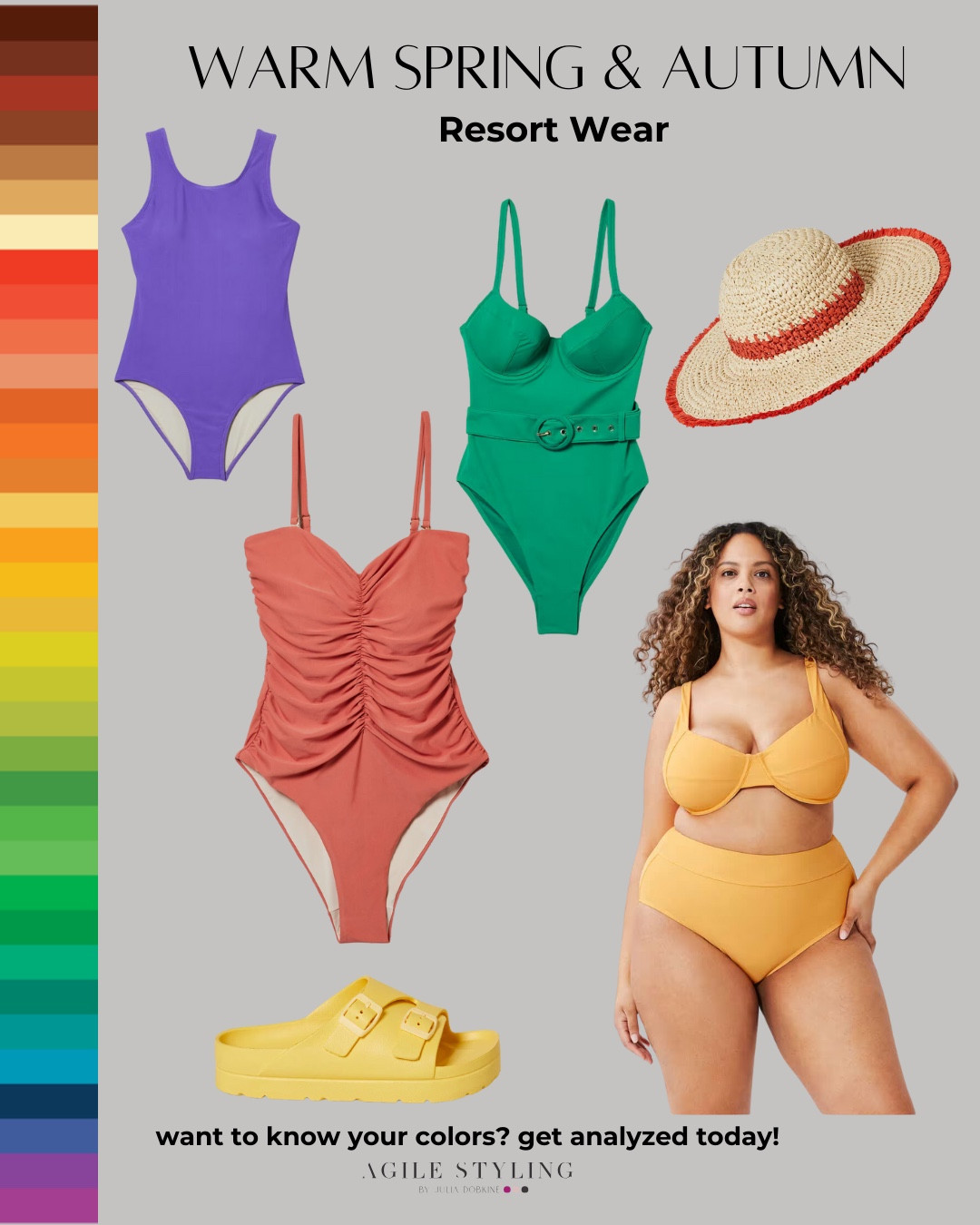 Some fabulous swim options for Warm Spring & Autumn color palates ☀️

Disclaimer: The colors mentioned in this post may not be 100% accurate to the season, as they were chosen based on digital images from the website

#LTKtravel #LTKswim #LTKstyletip