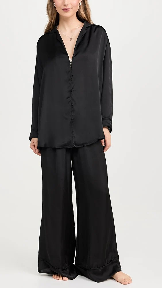Dreamy Days Solid PJ Set in Black | Krush Clothing Limited