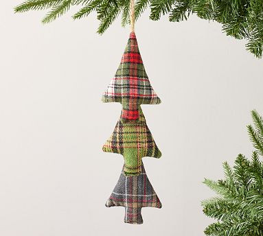 Plaid Dangling Trees Ornament | Pottery Barn (US)