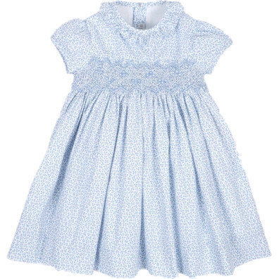 Moohren Hand-Smocked Dress, Mini Floral Blue | Maisonette