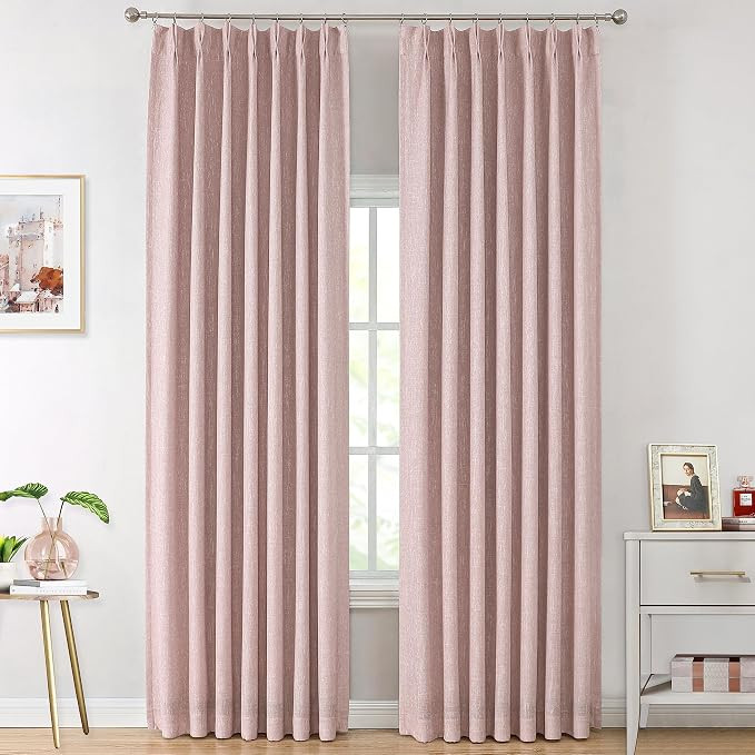 Vision Home Pink Full Blackout Curtains Pinch Pleated Room Darkening Window Panels 84 inch for Gi... | Amazon (US)
