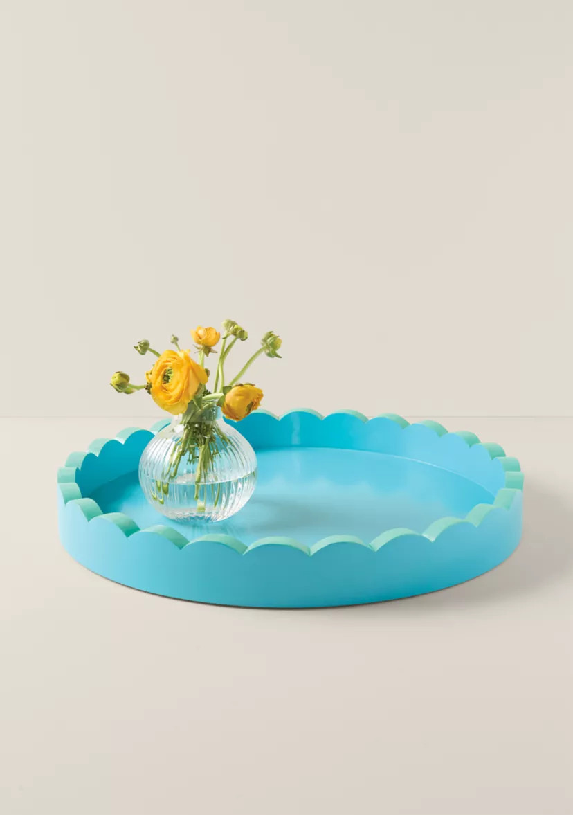 Sewing Down South x Crown & Ivy™ Scalloped Two-Tone Round Tray | Belk