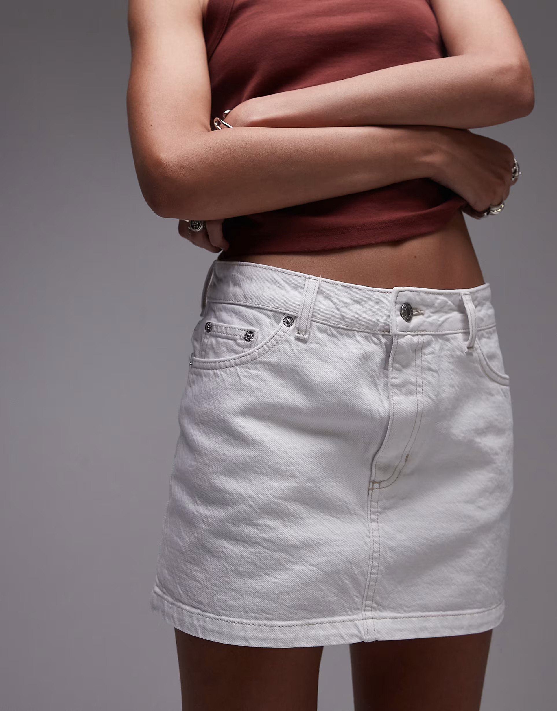 Topshop denim pelmet mini skirt in white | ASOS (Global)