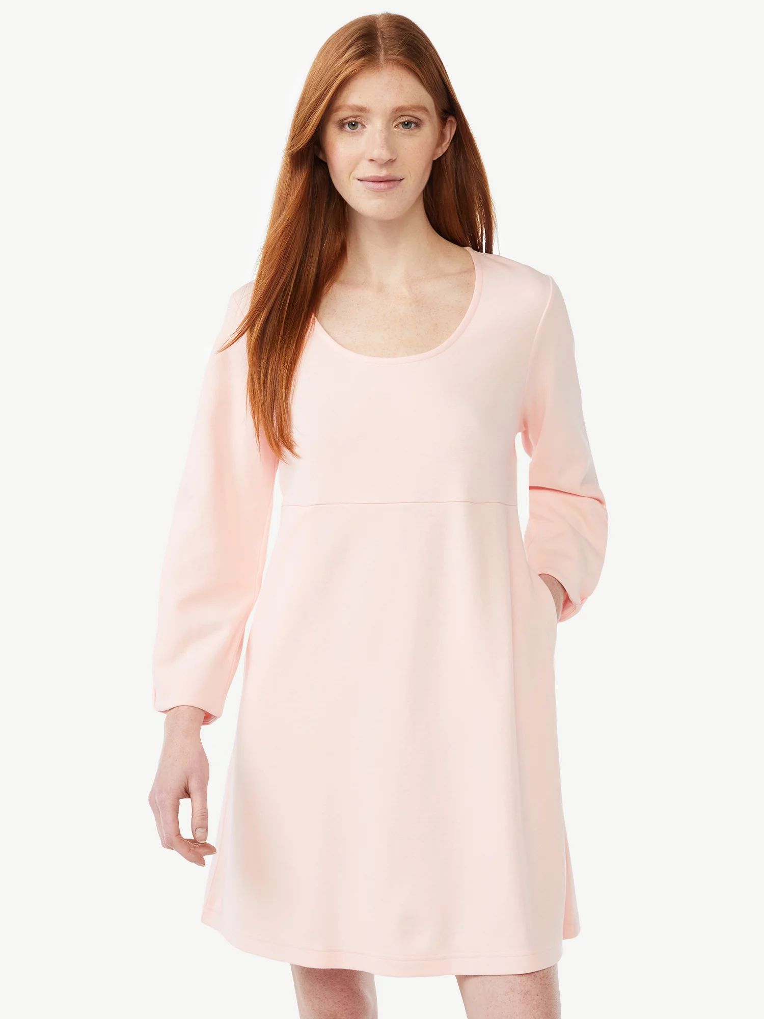 Free Assembly Women's Pleated U Neck Mini Dress | Walmart (US)