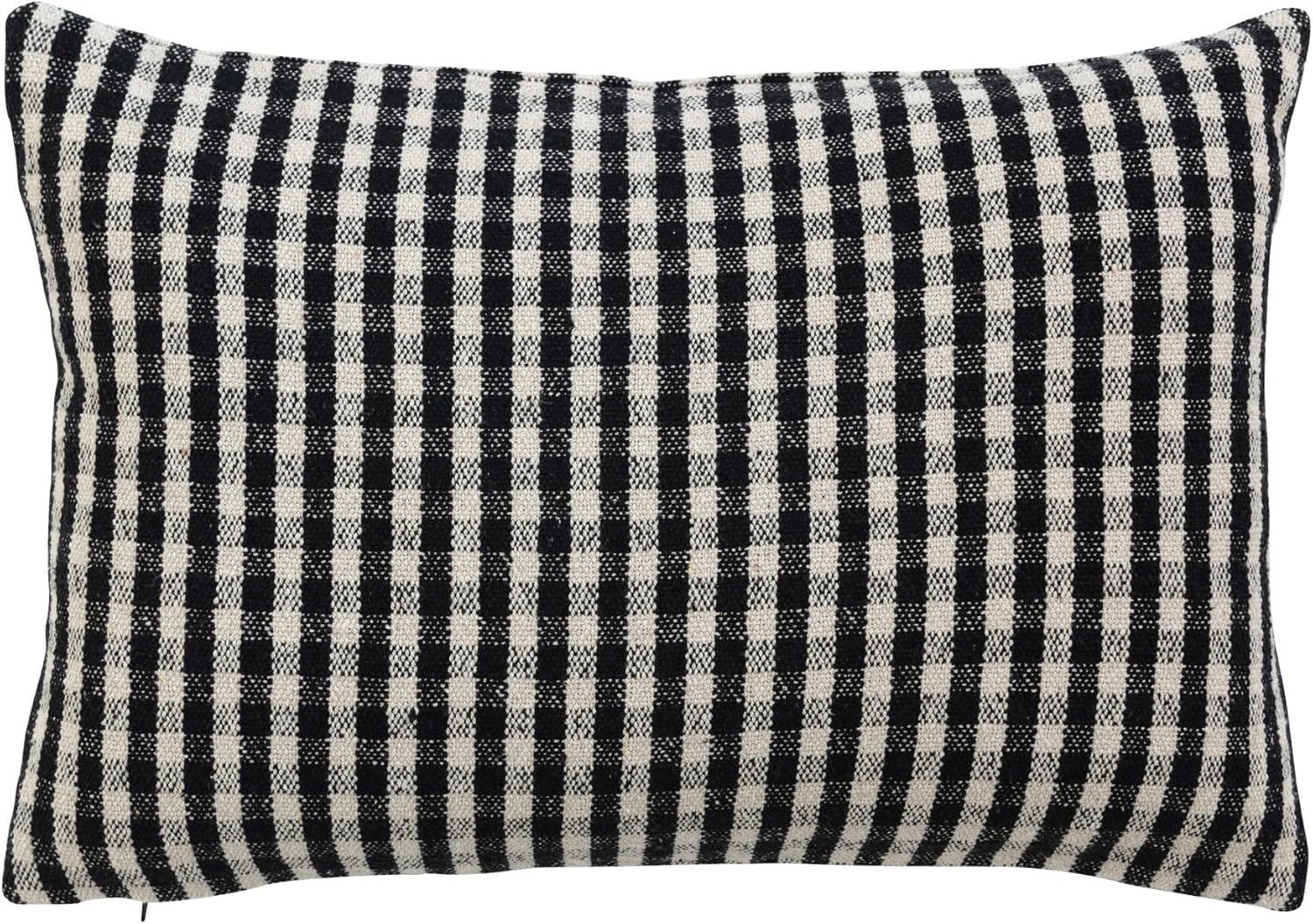 Creative Co-Op Creative Co-Op Woven Recycled Cotton Blend Lumbar Pillow Gingham, Black and White | Amazon (US)