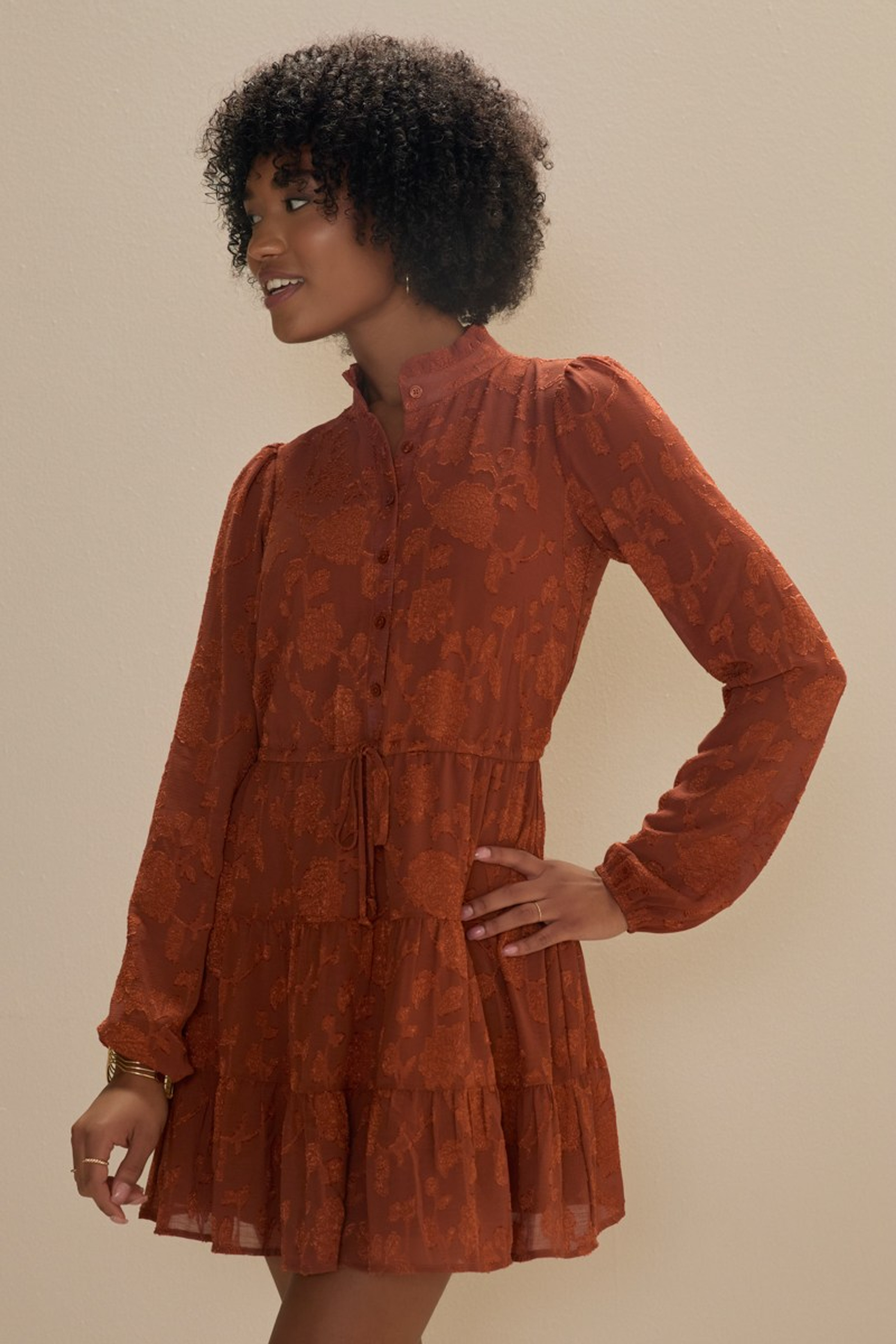 Kerry Jacquard Cinch Waist Mini Dress | Francesca's