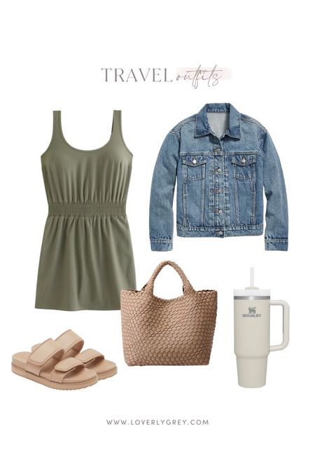 Travel outfit idea! I love having a denim jacket layered for travel 🙌 I wear an XS in the dress and jacket! 

Loverly Grey, travel outfit, style tip 

#LTKstyletip #LTKFind #LTKtravel